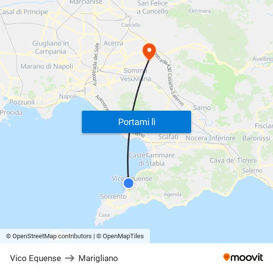 Vico Equense to Marigliano map