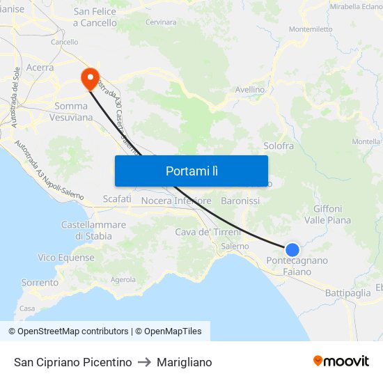 San Cipriano Picentino to Marigliano map