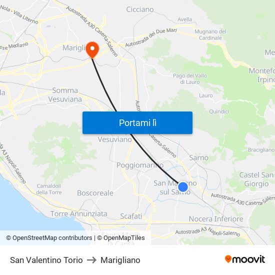 San Valentino Torio to Marigliano map