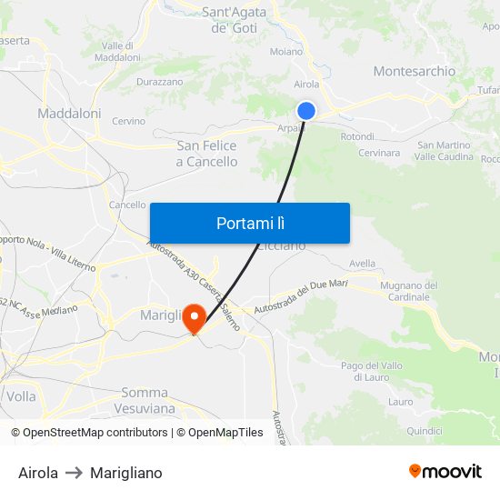 Airola to Marigliano map