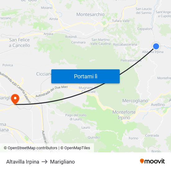 Altavilla Irpina to Marigliano map