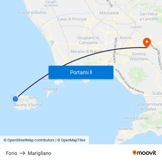 Forio to Marigliano map