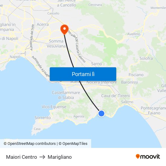 Maiori Centro to Marigliano map