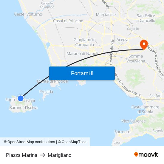 Piazza Marina to Marigliano map