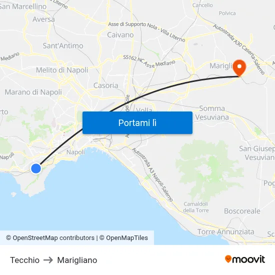 Tecchio to Marigliano map