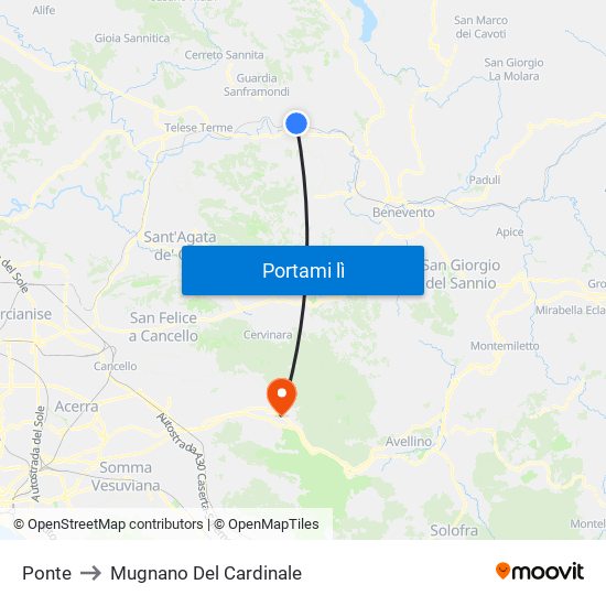 Ponte to Mugnano Del Cardinale map