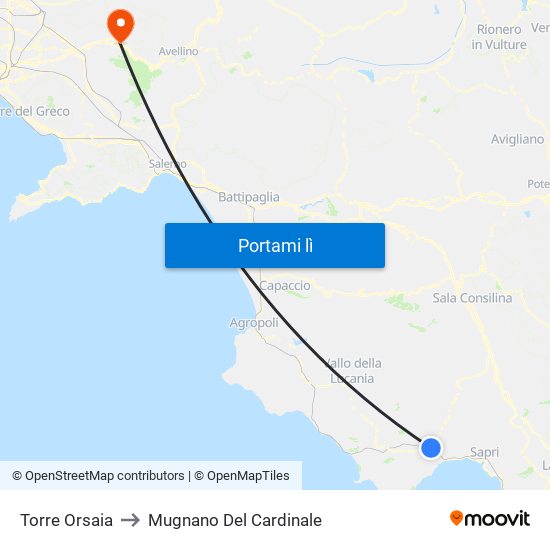 Torre Orsaia to Mugnano Del Cardinale map
