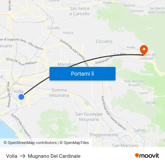 Volla to Mugnano Del Cardinale map