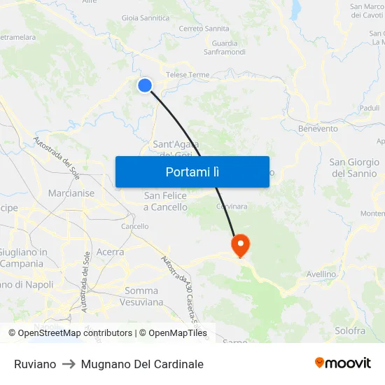 Ruviano to Mugnano Del Cardinale map