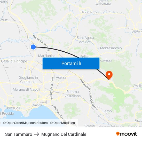 San Tammaro to Mugnano Del Cardinale map