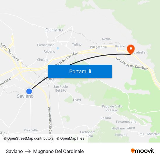 Saviano to Mugnano Del Cardinale map