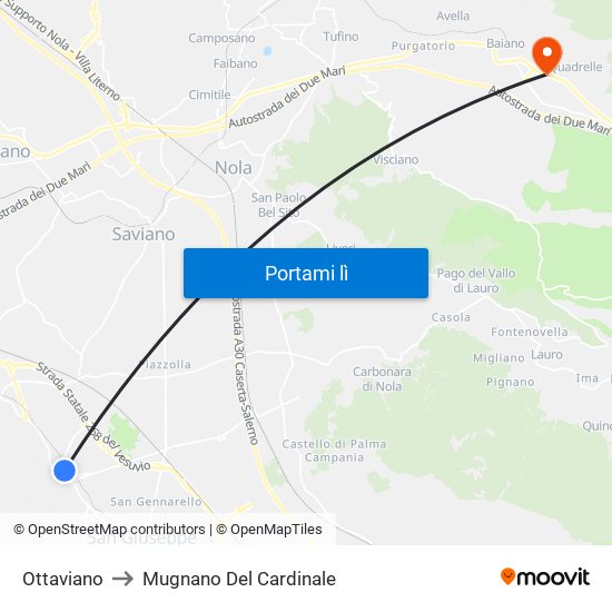 Ottaviano to Mugnano Del Cardinale map