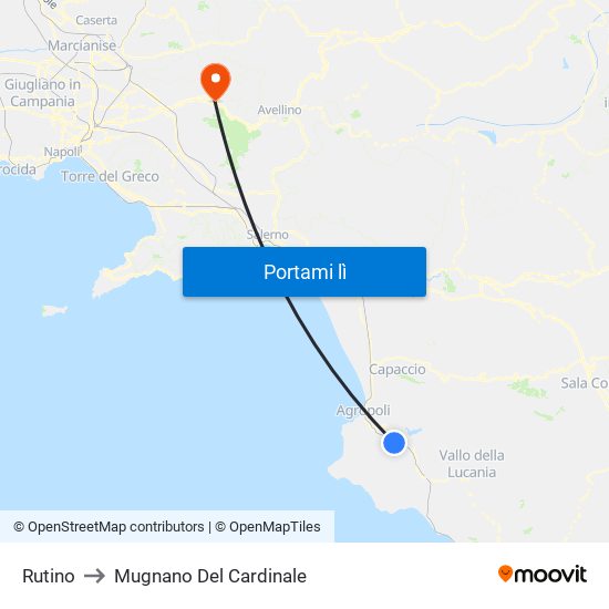Rutino to Mugnano Del Cardinale map