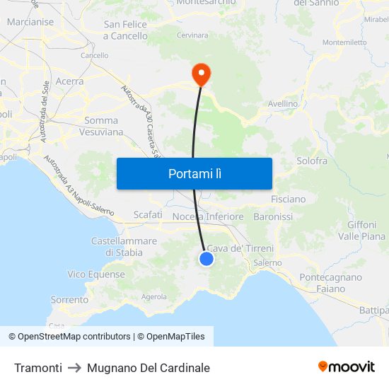 Tramonti to Mugnano Del Cardinale map