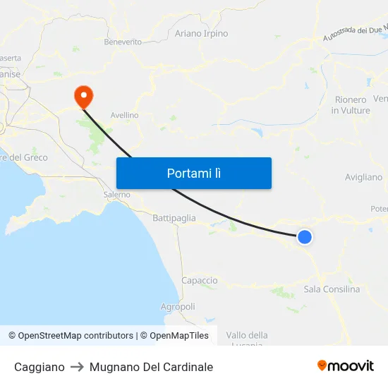 Caggiano to Mugnano Del Cardinale map