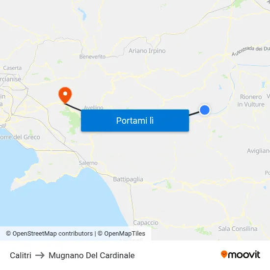 Calitri to Mugnano Del Cardinale map