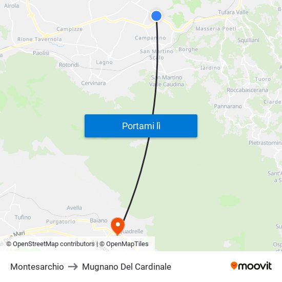 Montesarchio to Mugnano Del Cardinale map