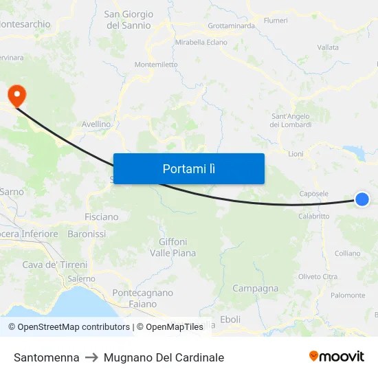 Santomenna to Mugnano Del Cardinale map