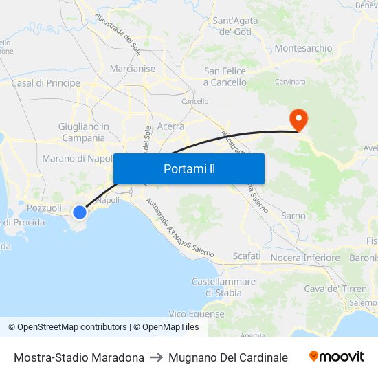 Mostra-Stadio Maradona to Mugnano Del Cardinale map