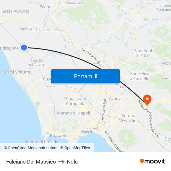 Falciano Del Massico to Nola map