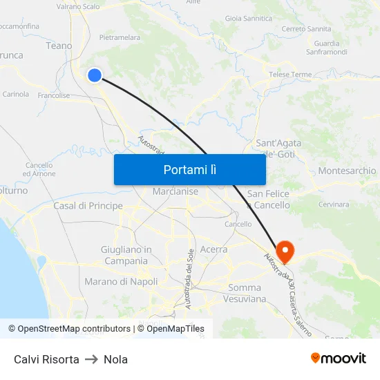 Calvi Risorta to Nola map