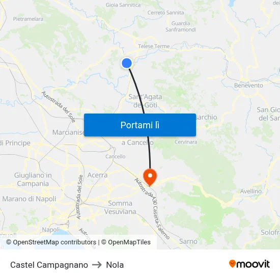 Castel Campagnano to Nola map