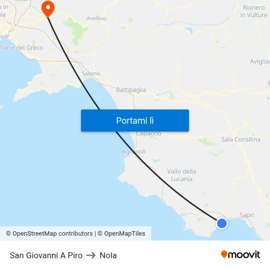 San Giovanni A Piro to Nola map