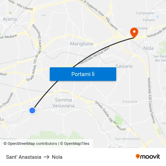 Sant' Anastasia to Nola map