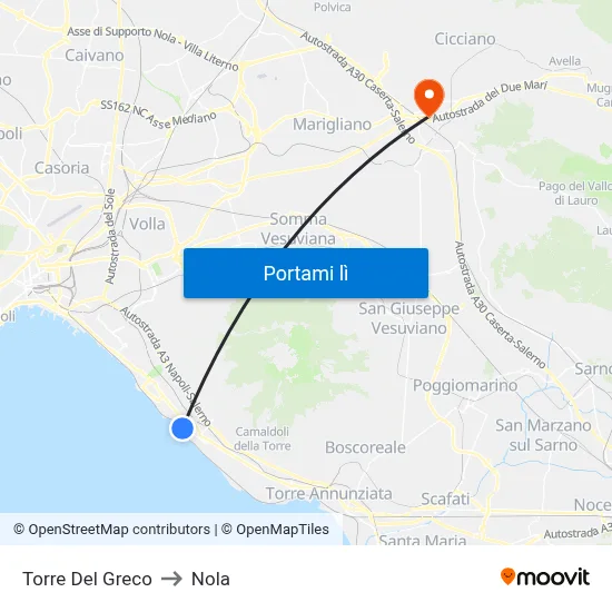 Torre Del Greco to Nola map
