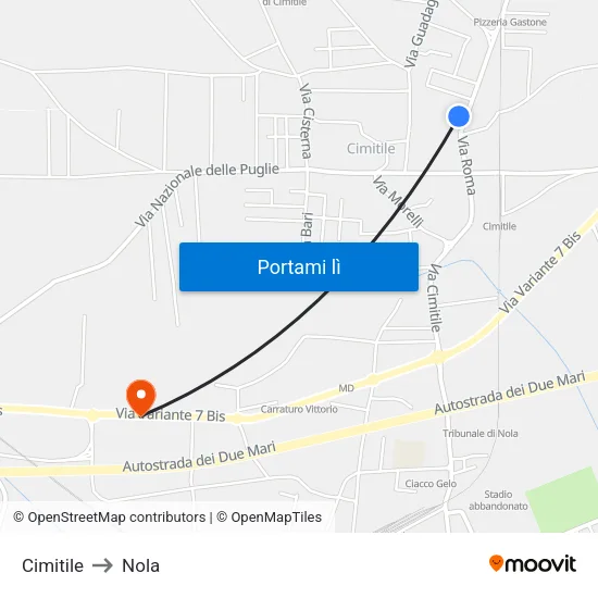 Cimitile to Nola map