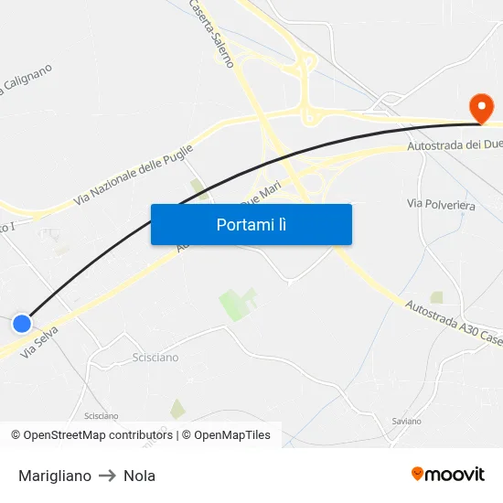 Marigliano to Nola map