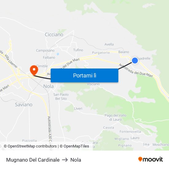 Mugnano Del Cardinale to Nola map