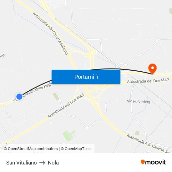 San Vitaliano to Nola map