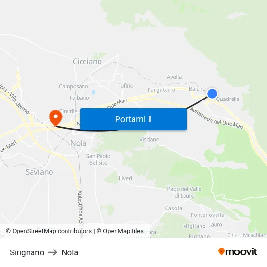 Sirignano to Nola map