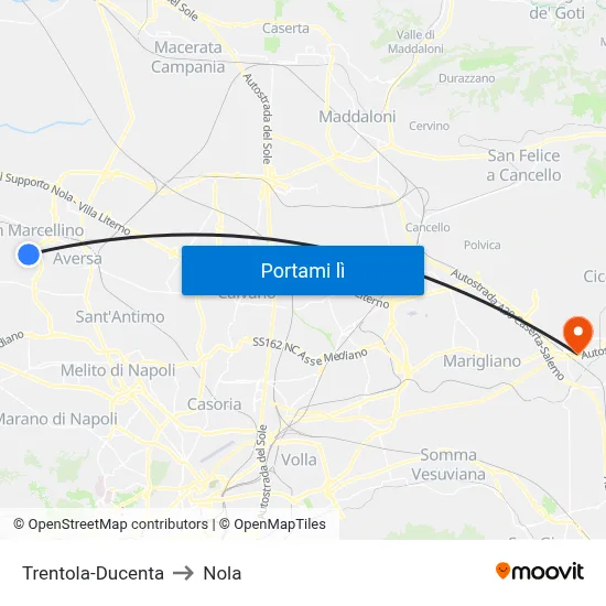 Trentola-Ducenta to Nola map
