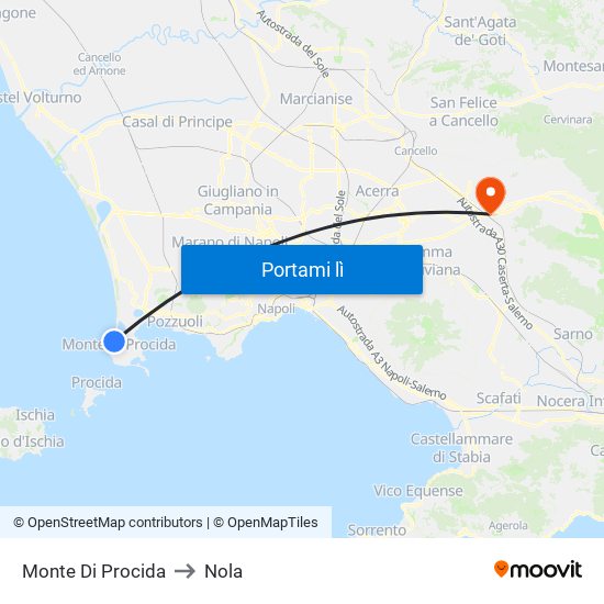 Monte Di Procida to Nola map
