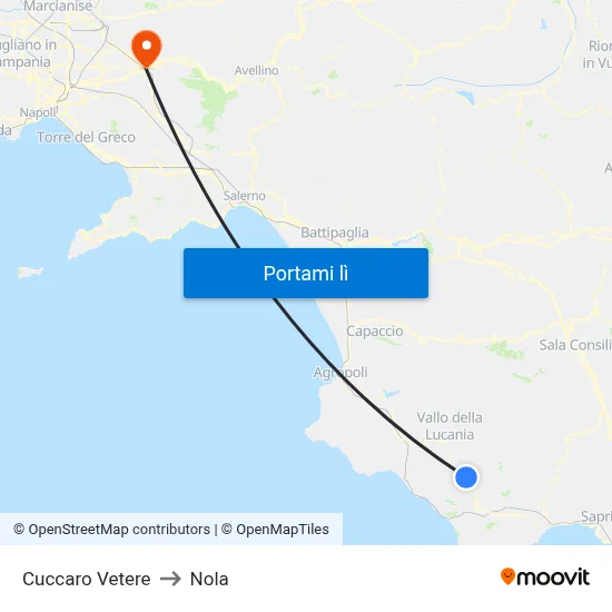 Cuccaro Vetere to Nola map