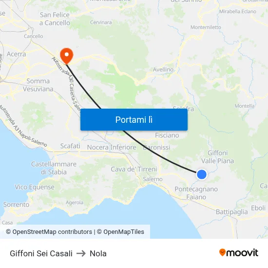 Giffoni Sei Casali to Nola map