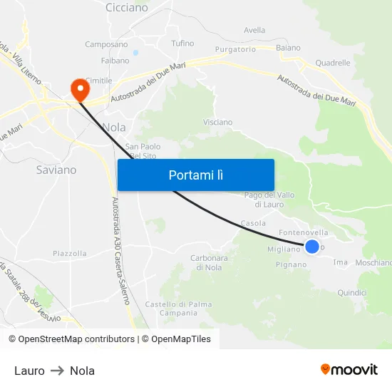 Lauro to Nola map
