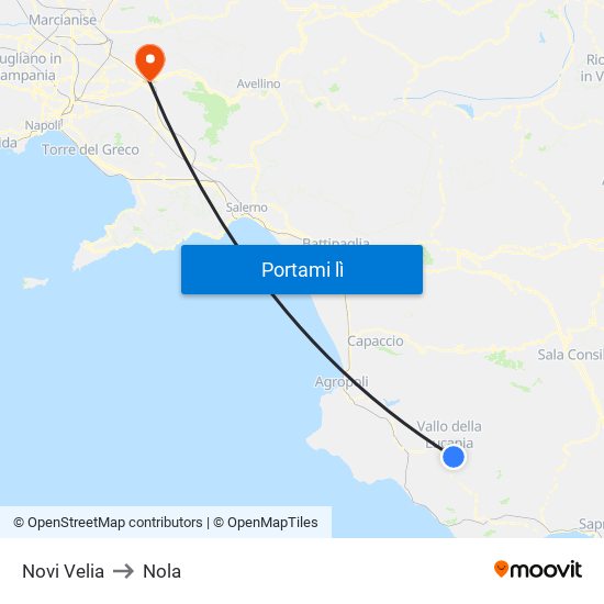 Novi Velia to Nola map
