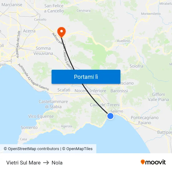 Vietri Sul Mare to Nola map