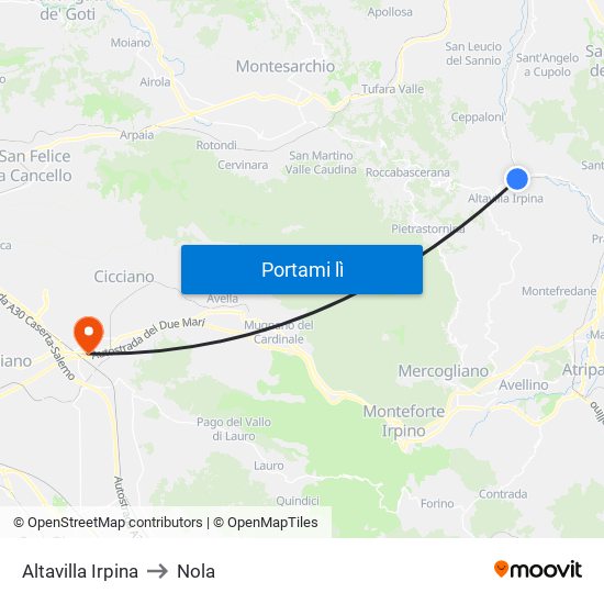 Altavilla Irpina to Nola map