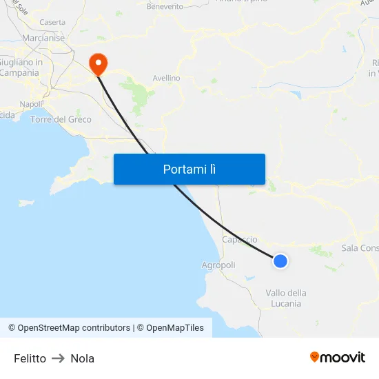 Felitto to Nola map