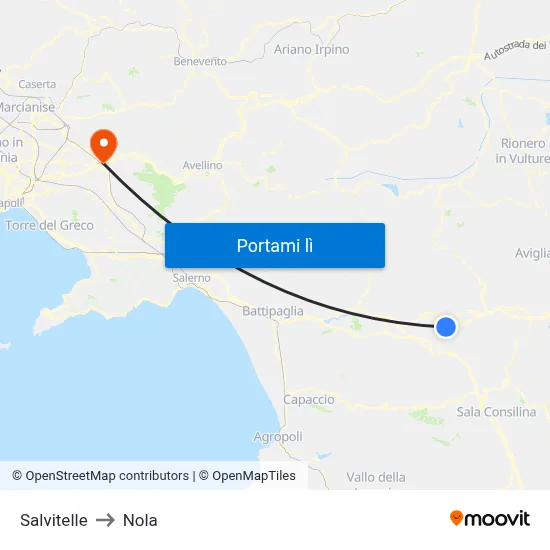 Salvitelle to Nola map