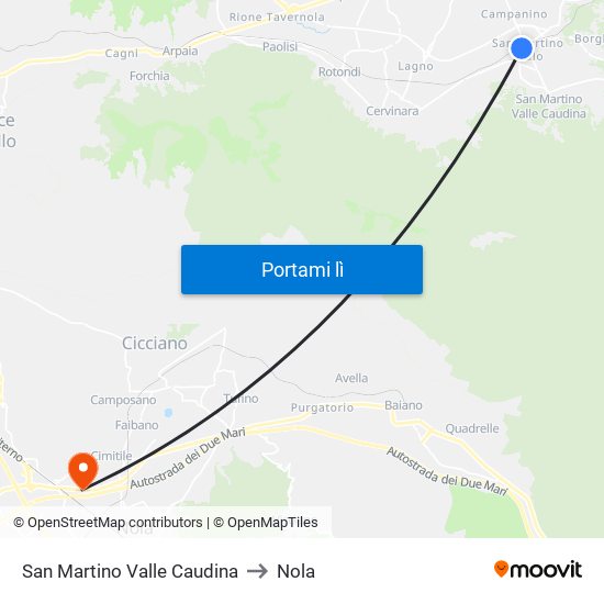 San Martino Valle Caudina to Nola map