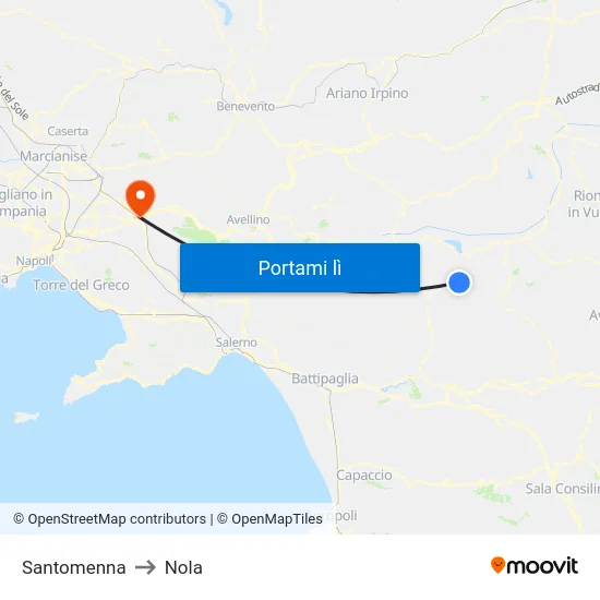 Santomenna to Nola map