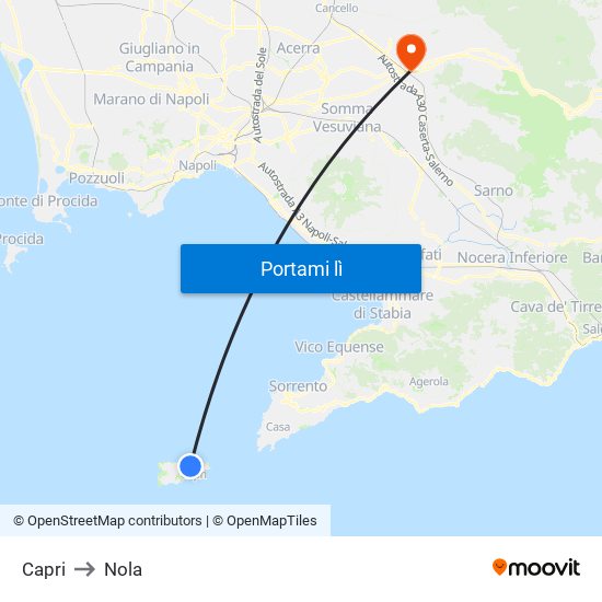 Capri to Nola map