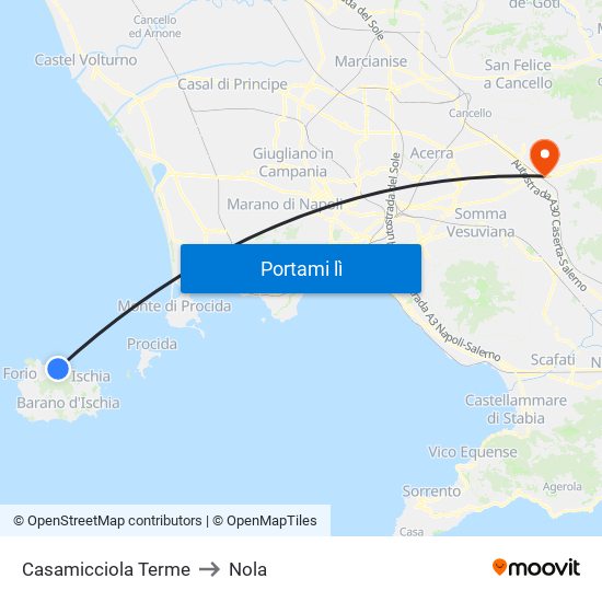 Casamicciola Terme to Nola map