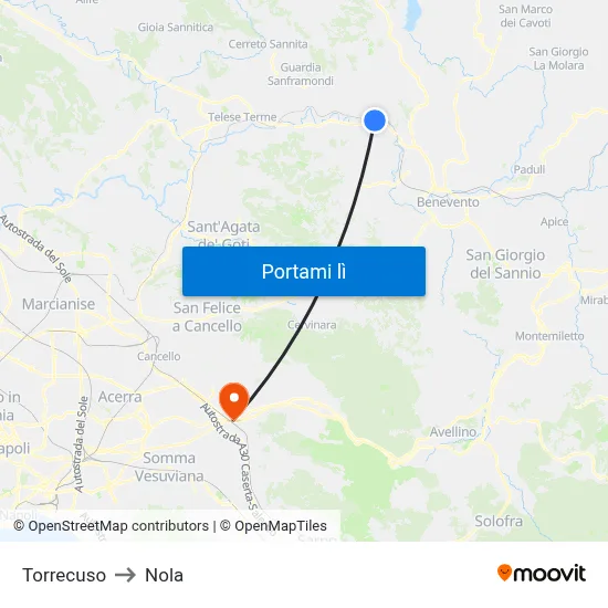 Torrecuso to Nola map