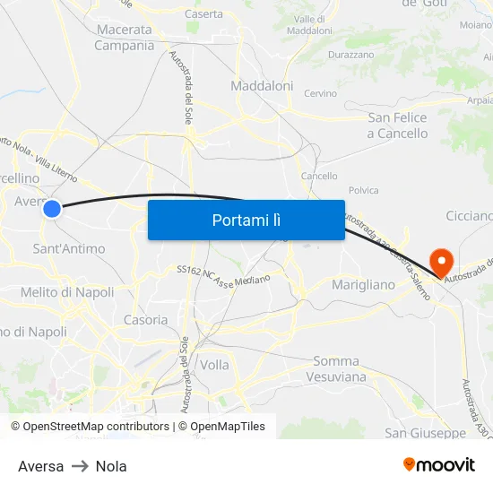 Aversa to Nola map